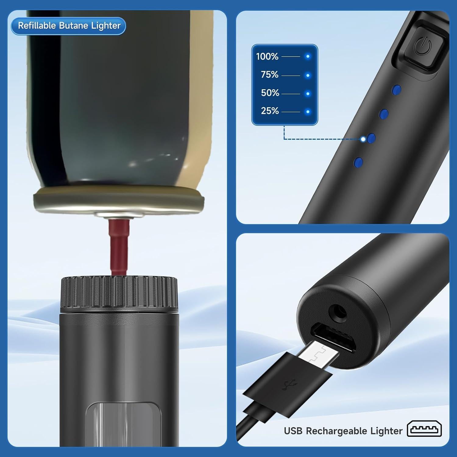 Paquete de 2 Encendedores Flexibles Flame Bird Butano USB