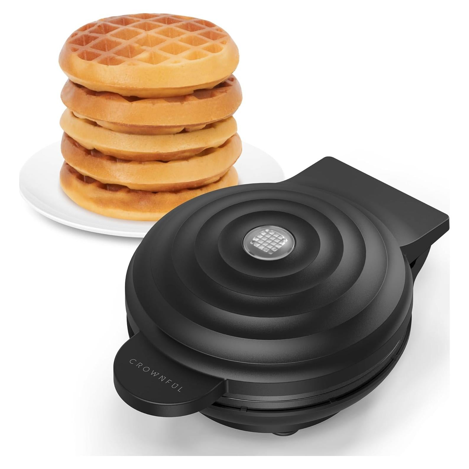 Mini Máquina Waffle CROWNFUL 10 cm Antiadherente Compacta