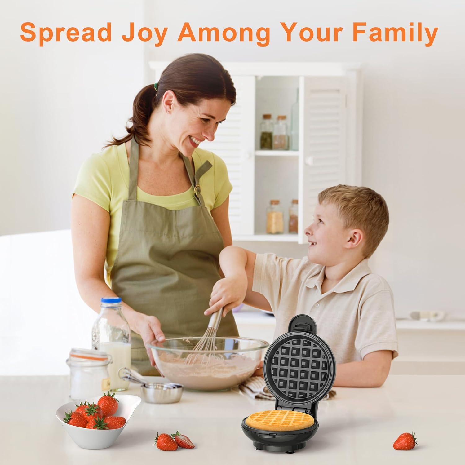 Mini Máquina Waffle CROWNFUL 10 cm Antiadherente Compacta