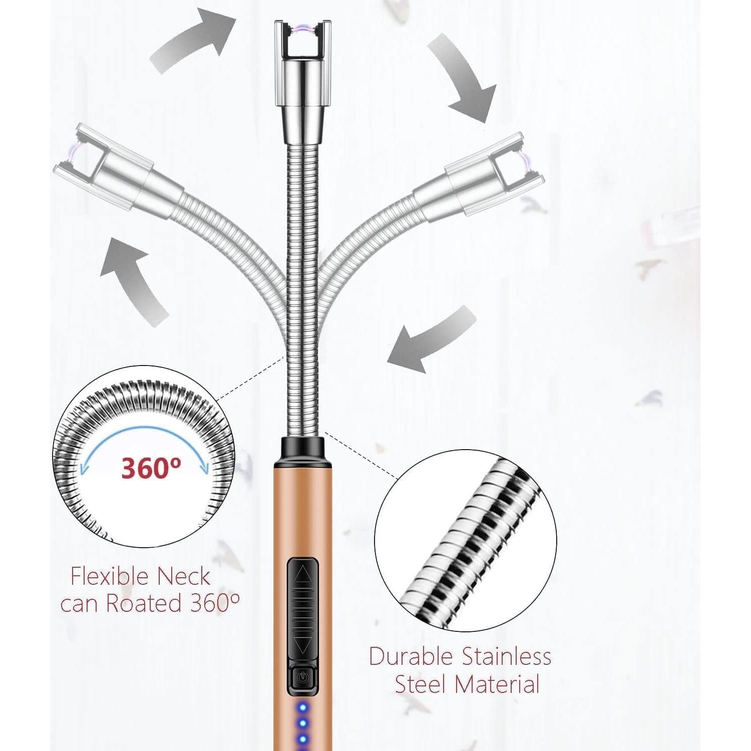 Encendedor de Velas Recargable USB KEETDC 2 Pack Negro Oro Rosa