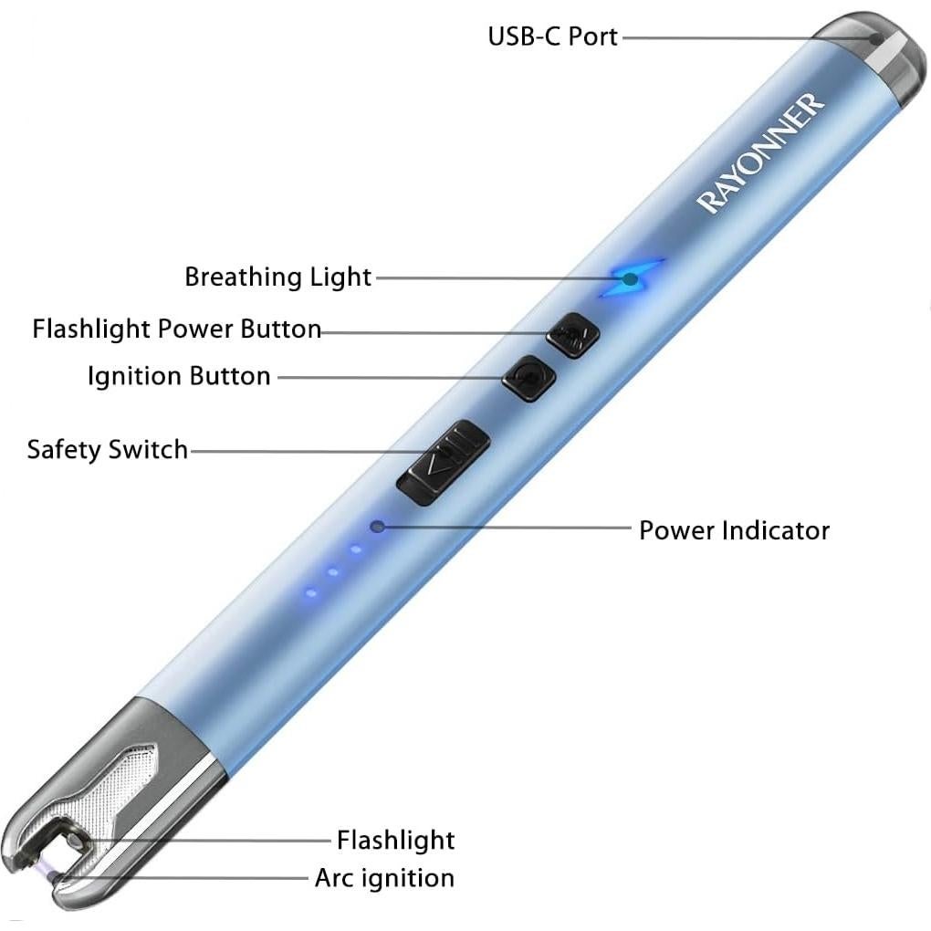 Encendedor Eléctrico RAYONNER Recargable USB 2 Piezas Azul