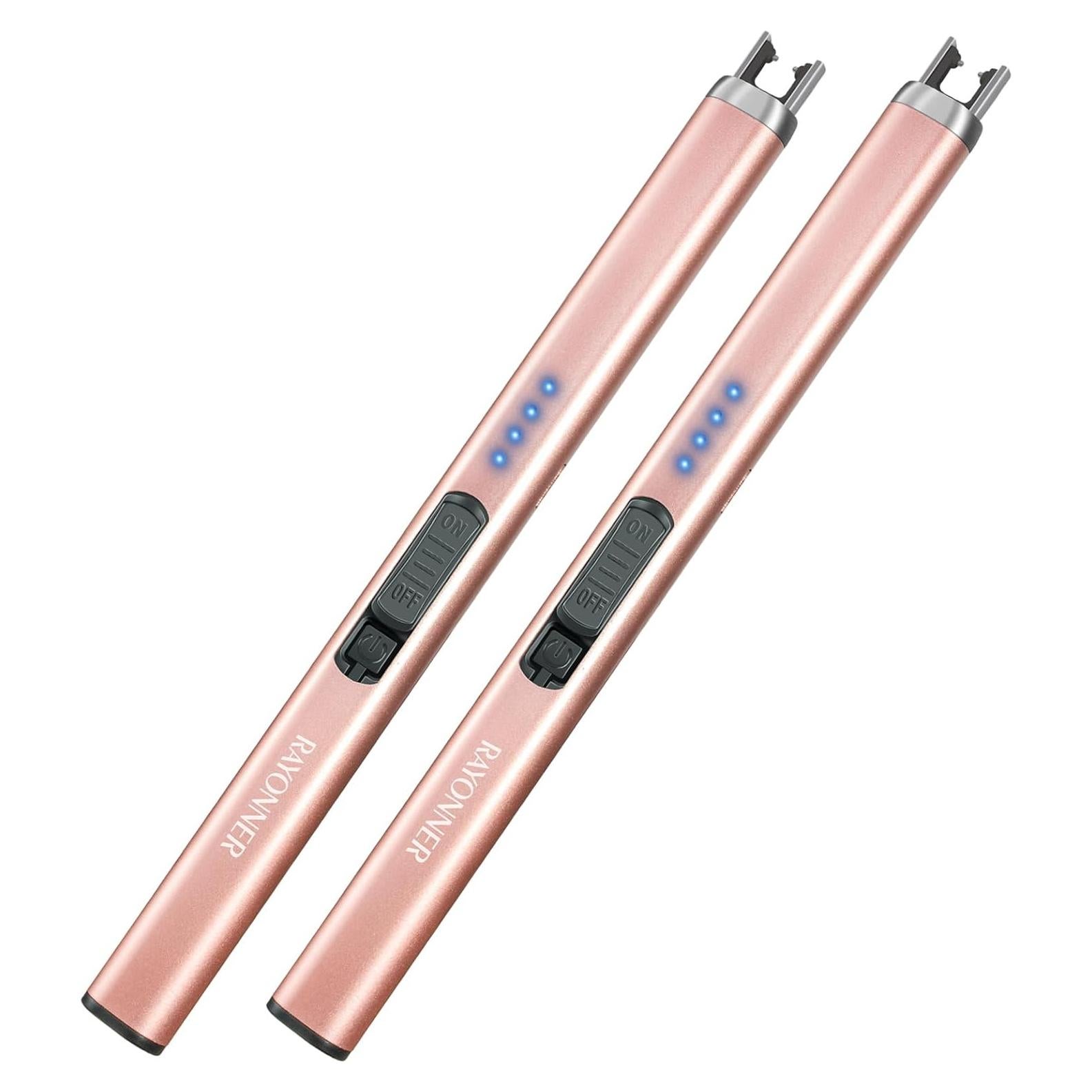 Encendedor Eléctrico RAYONNER Recargable USB Oro Rosa 2 Pzas