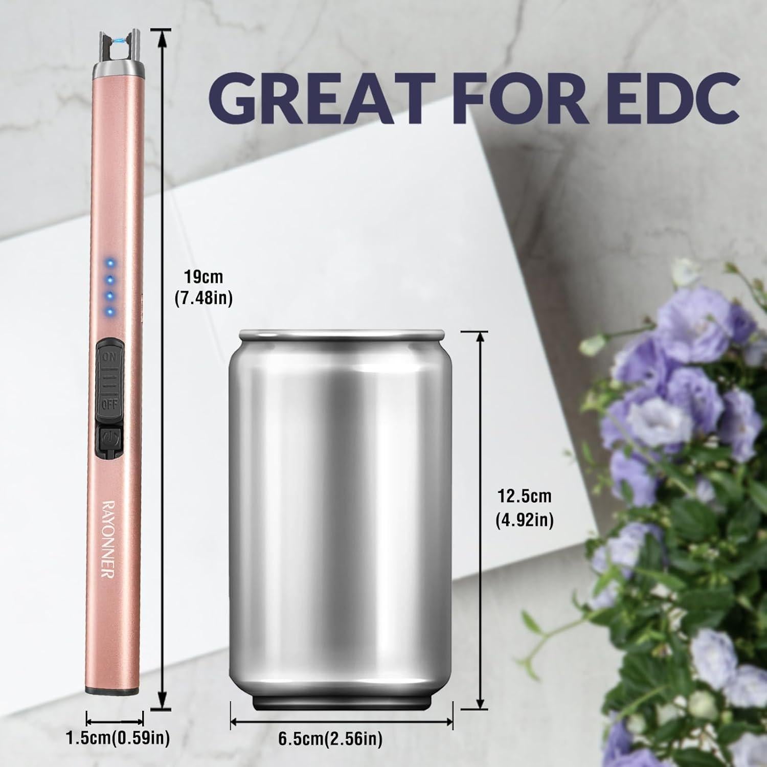 Encendedor Eléctrico RAYONNER Recargable USB Oro Rosa 2 Pzas