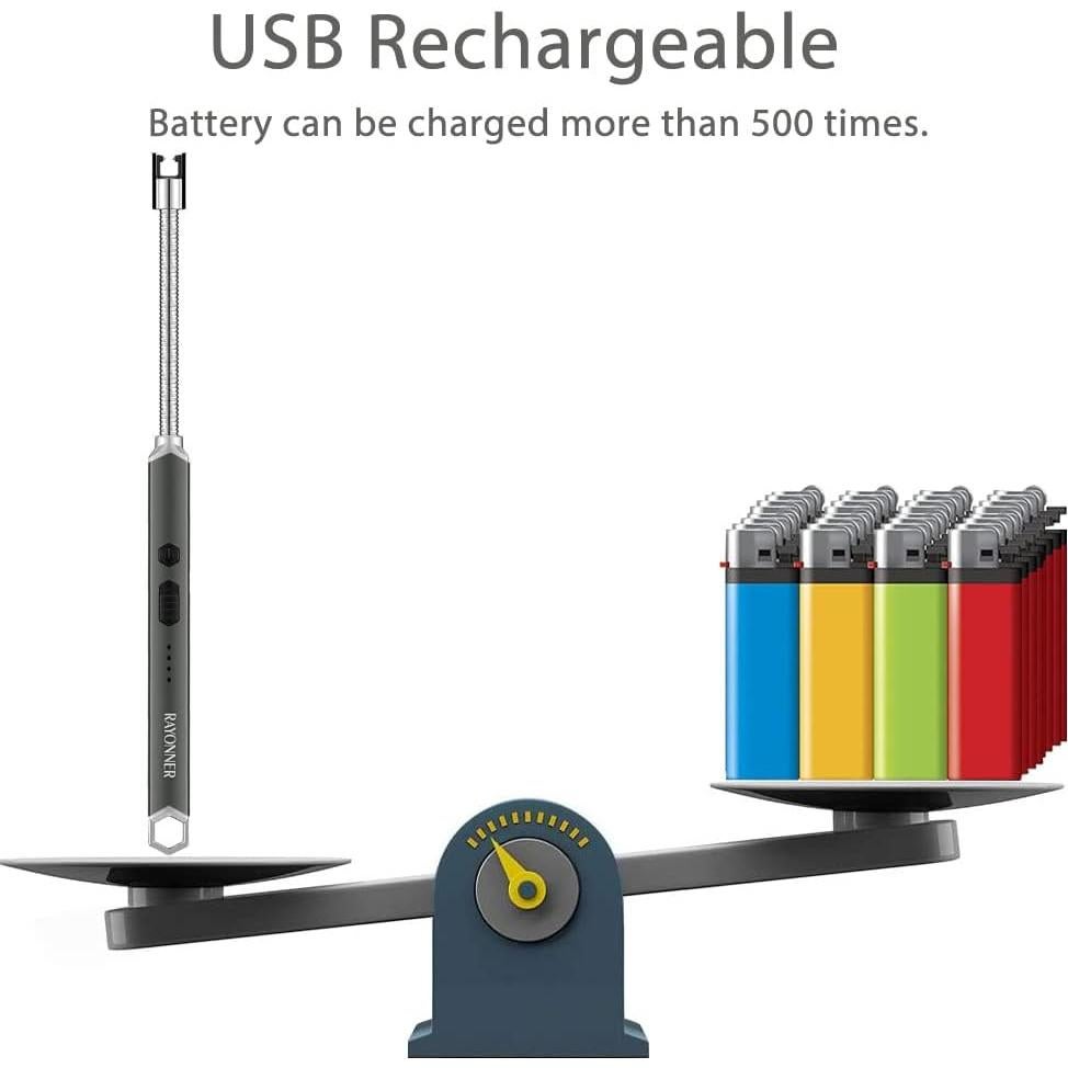 Encendedor Eléctrico RAYONNER USB Recargable Gris