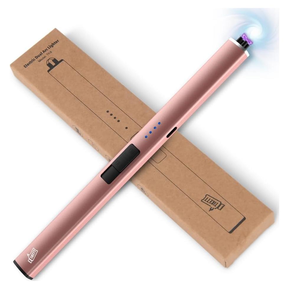 Encendedor Eléctrico Largo TIKETT TK8 Oro Rosa USB Recargable