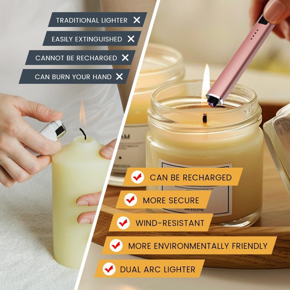 Encendedor Eléctrico Largo TIKETT TK8 Oro Rosa USB Recargable