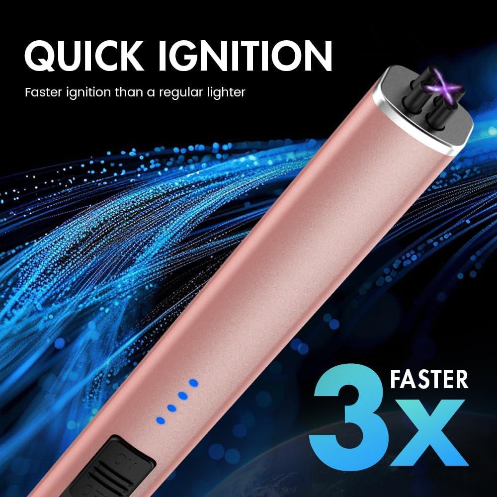 Encendedor Eléctrico Largo TIKETT TK8 Oro Rosa USB Recargable