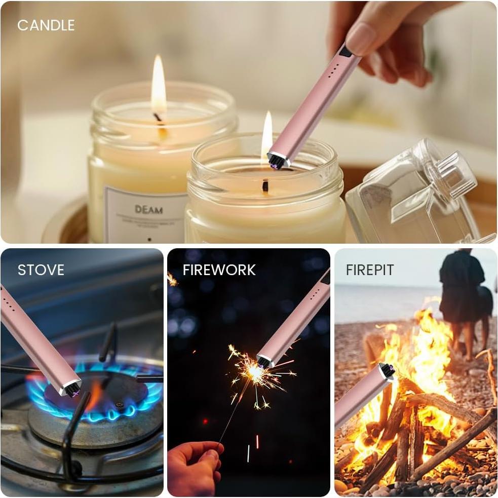 Encendedor Eléctrico Largo TIKETT TK8 Oro Rosa USB Recargable