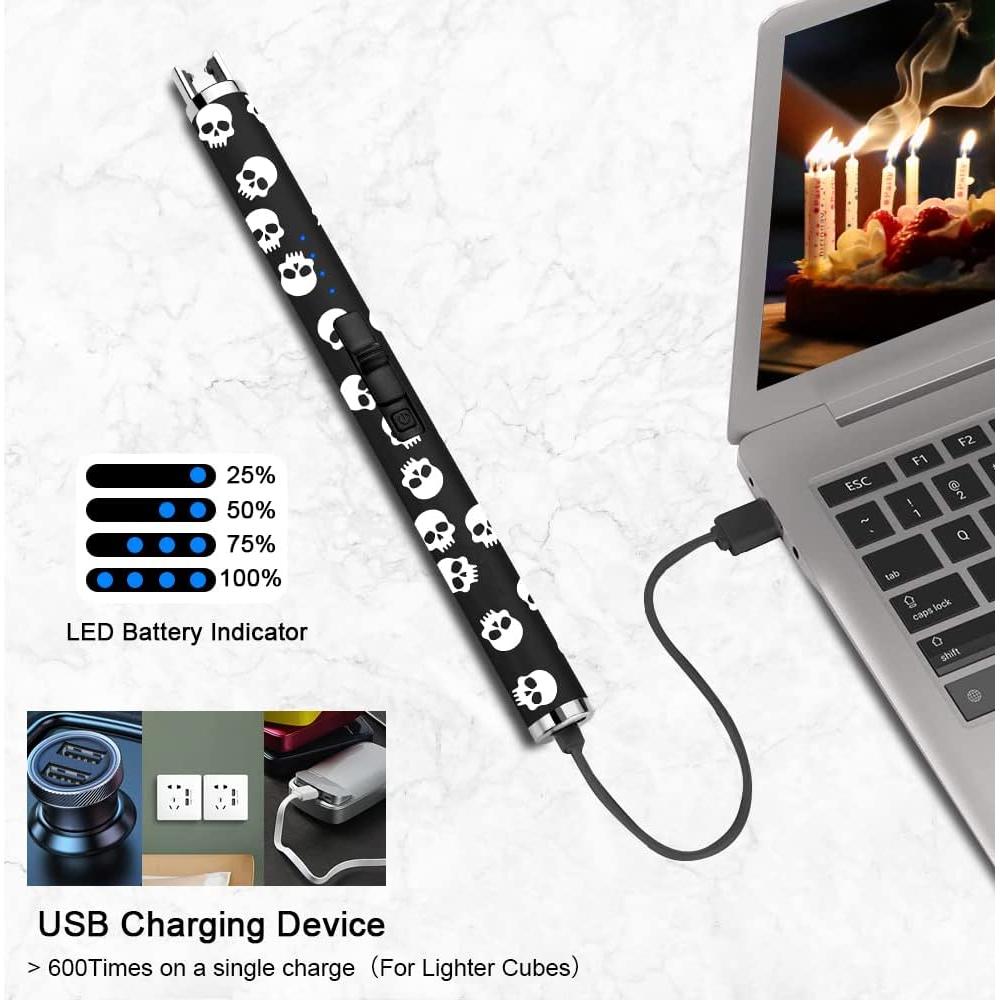 Encendedor Eléctrico SUPRUS USB Tipo C Calavera a Prueba de Viento