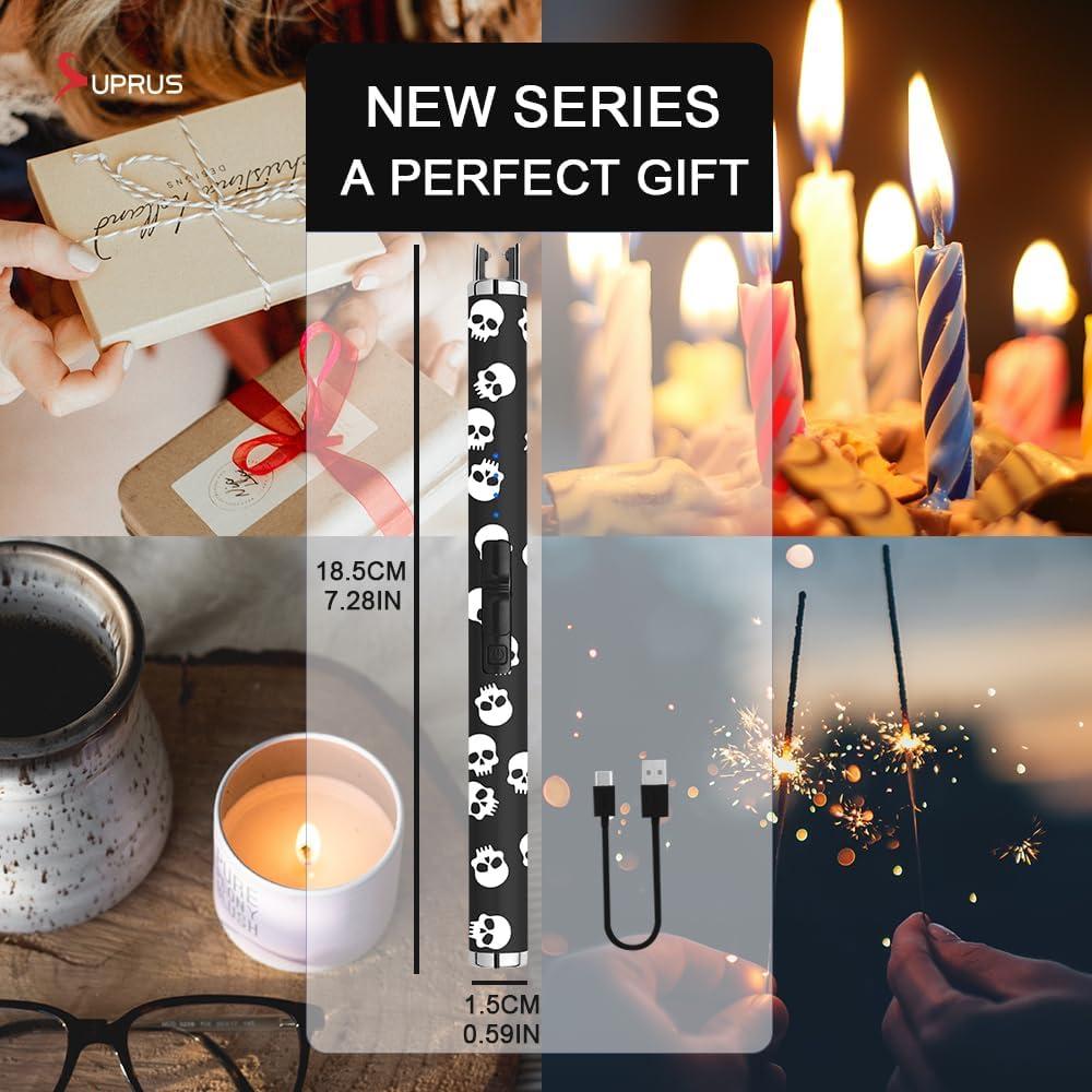 Encendedor Eléctrico SUPRUS USB Tipo C Calavera a Prueba de Viento