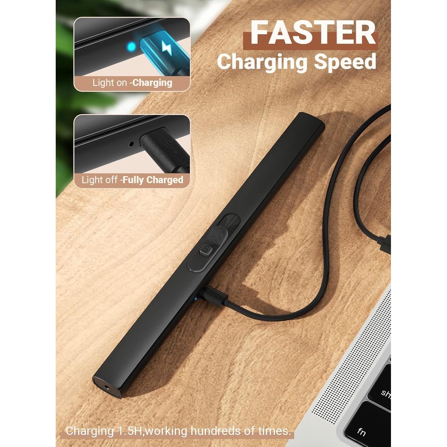 Encendedor Eléctrico Recargable USB CAREVER Negro 18.74cm