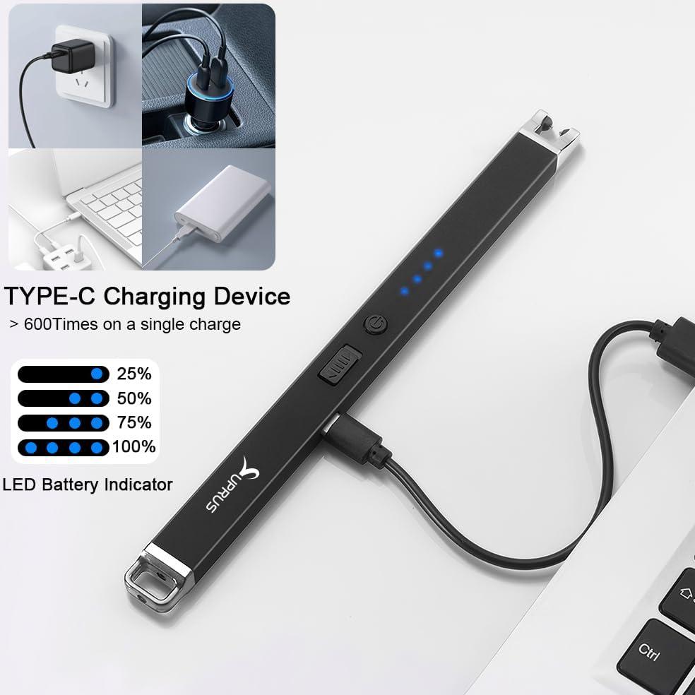 Encendedor Eléctrico Recargable SUPRUS Negro a Prueba de Viento