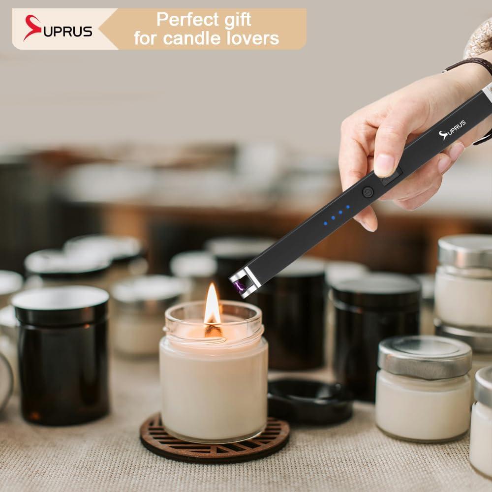 Encendedor Eléctrico Recargable SUPRUS Negro a Prueba de Viento