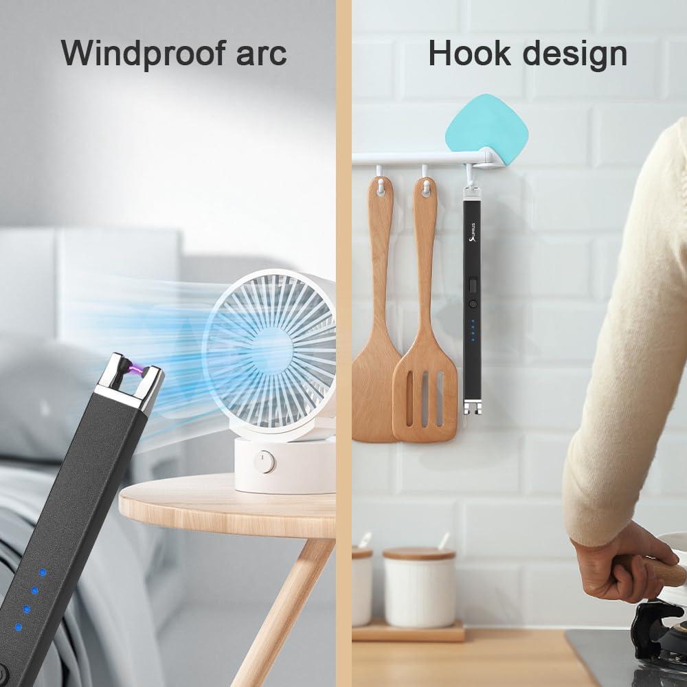 Encendedor Eléctrico Recargable SUPRUS Negro a Prueba de Viento