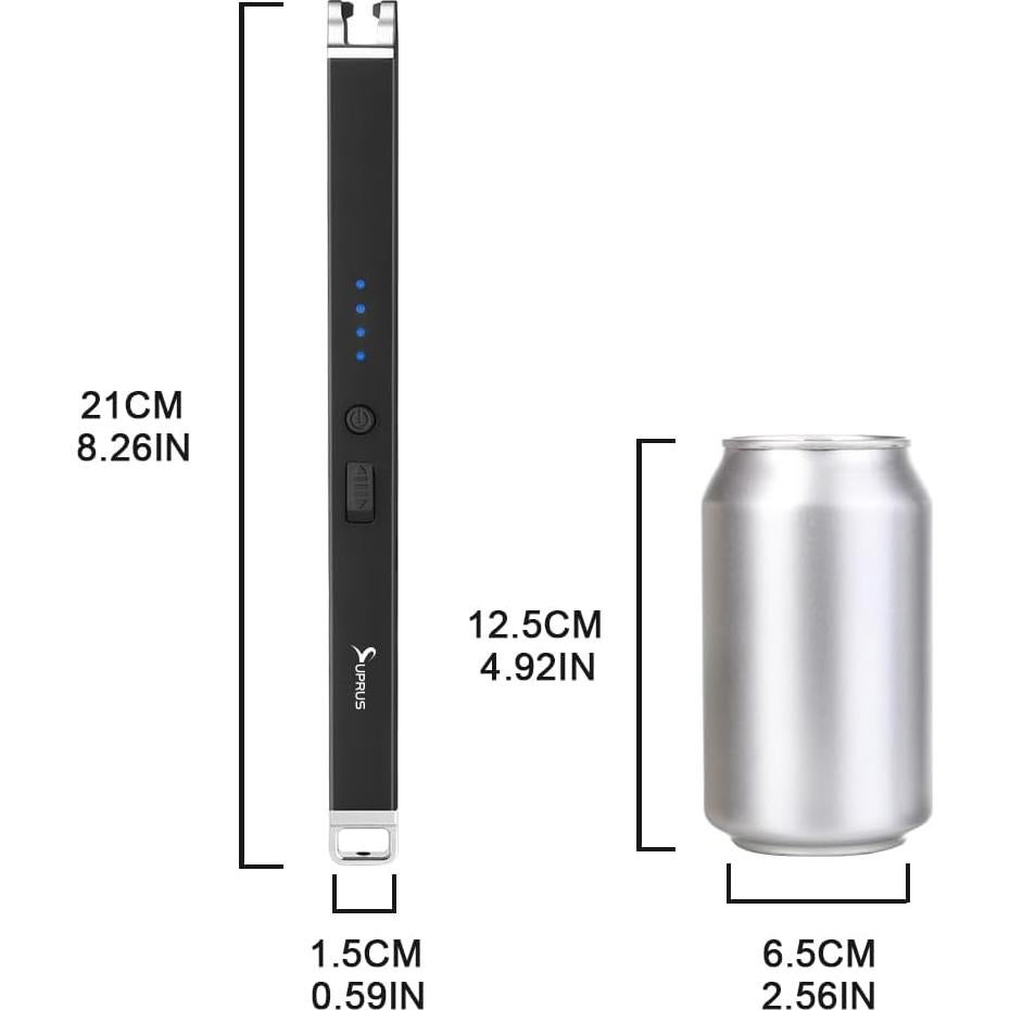 Encendedor Eléctrico Recargable SUPRUS Negro a Prueba de Viento