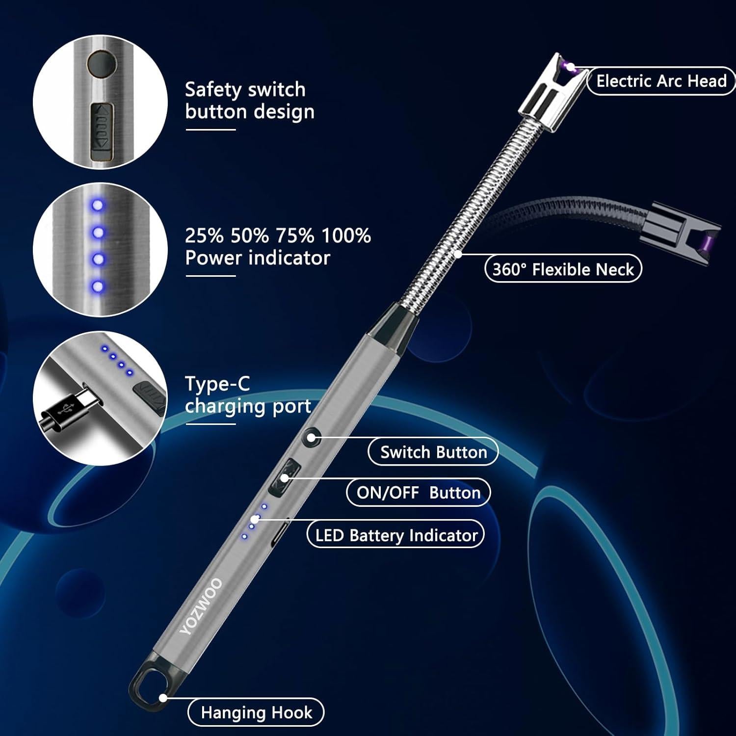 Encendedor Eléctrico Recargable YOZWOO USB con Pantalla LED