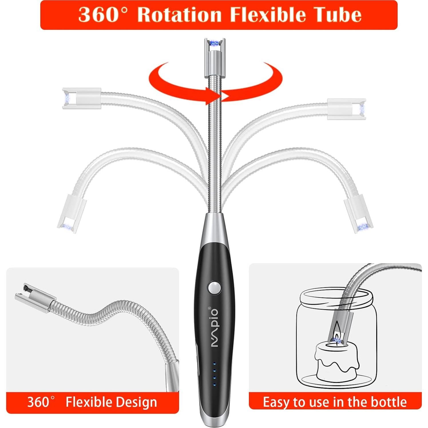 Encendedor eléctrico AT-Mizhi recargable USB 360° negro