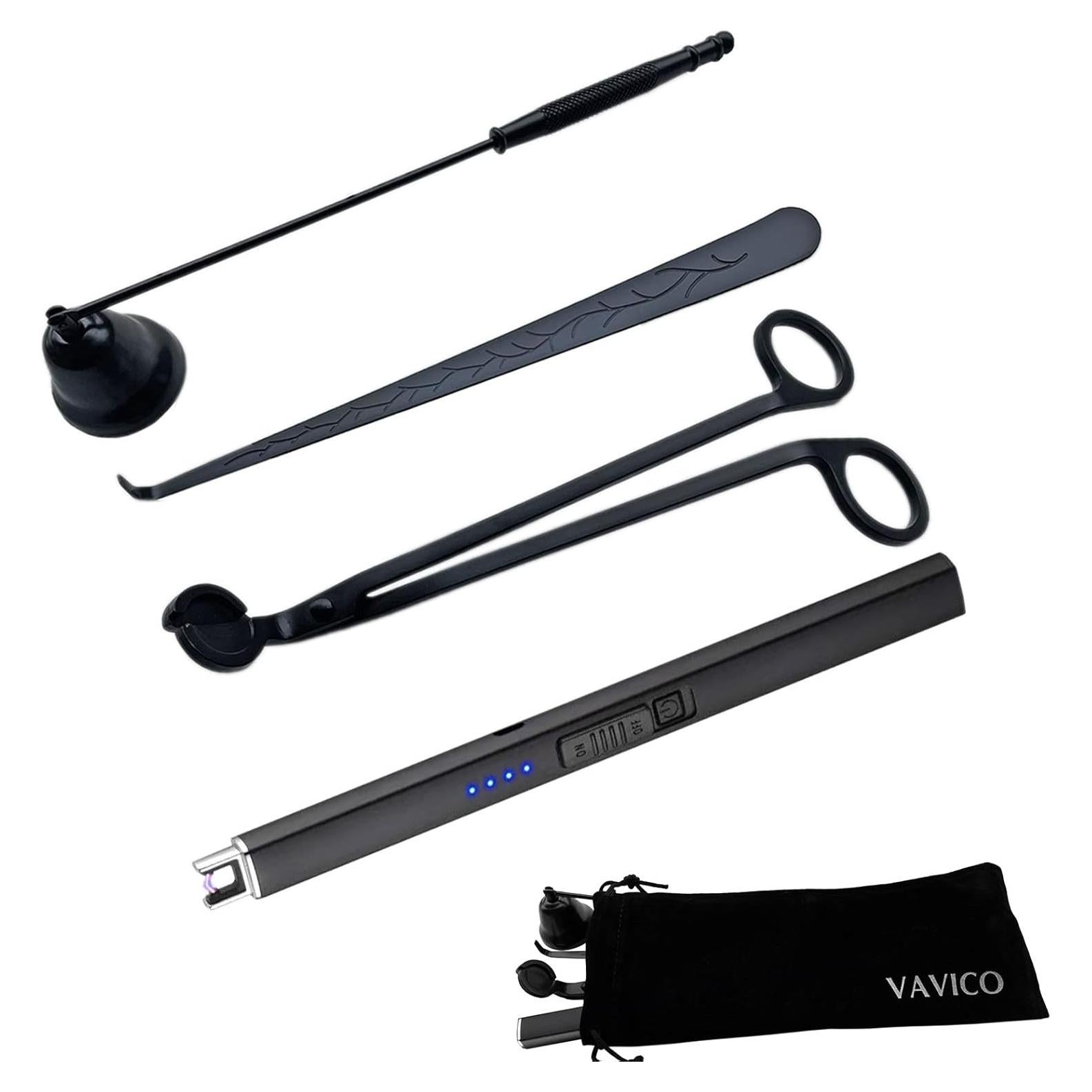 Kit de Cuidado de Velas VAVICO: Trimmer, Apagador y Encendedor