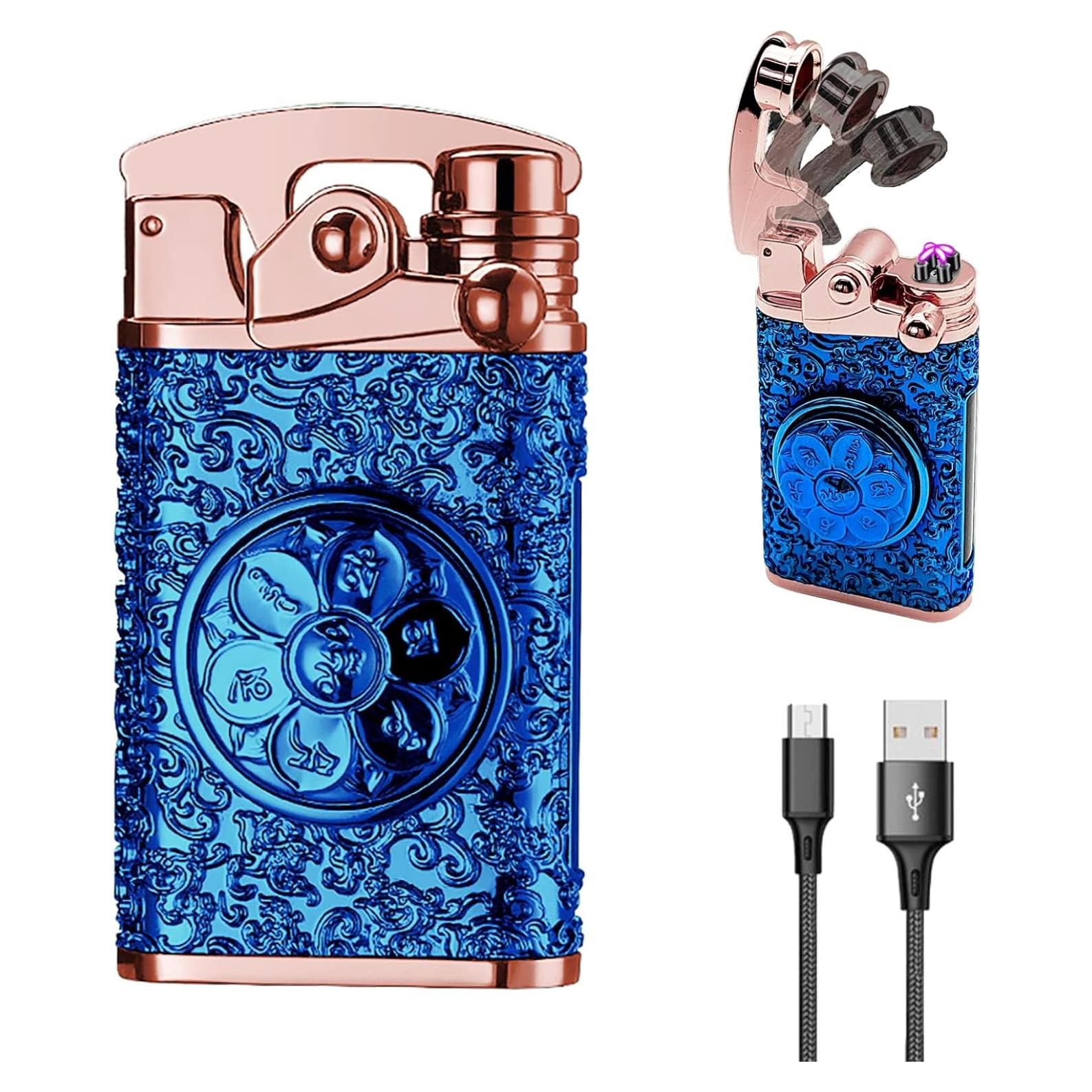 Encendedor Eléctrico YOZWOO Doble Arco Recargable USB Azul