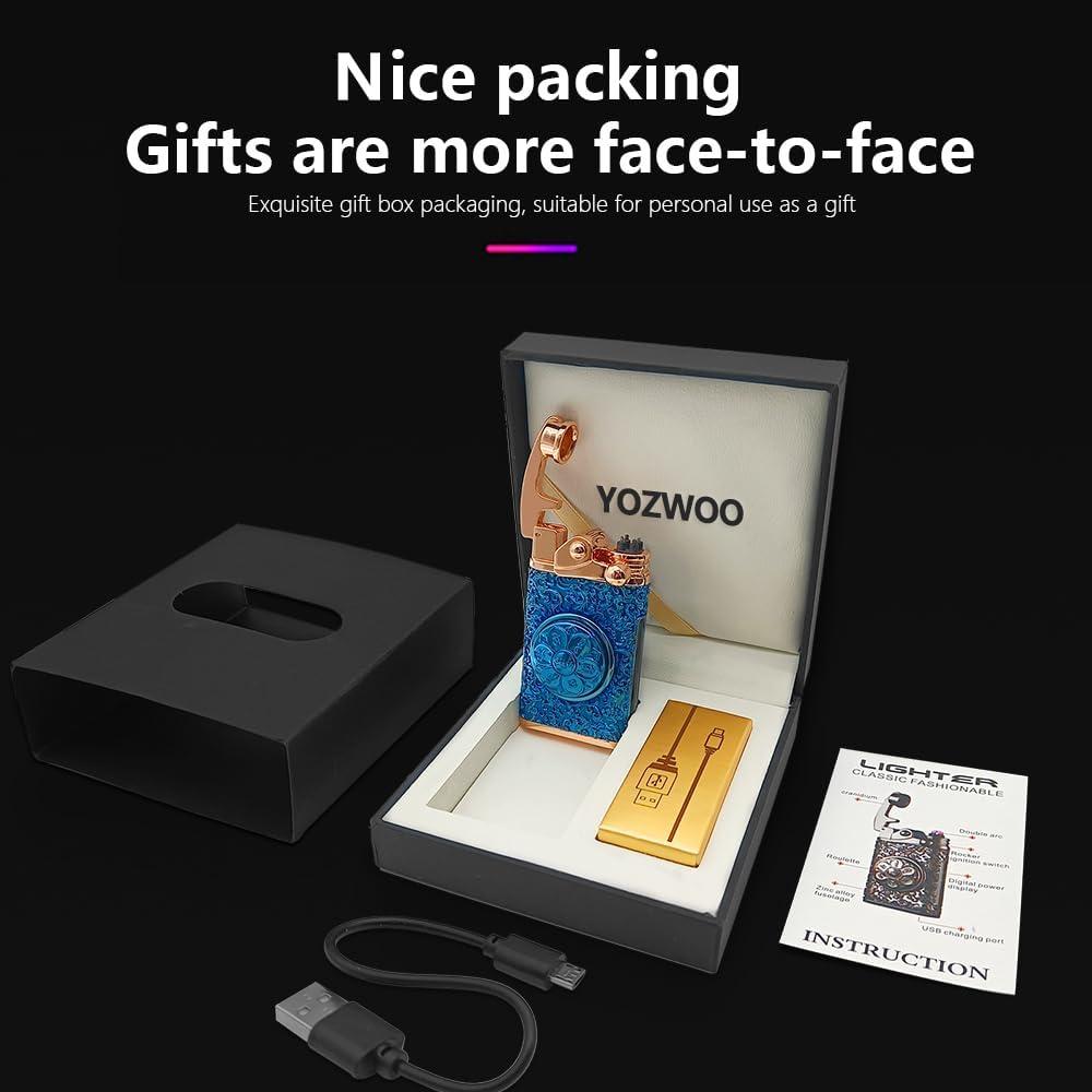 Encendedor Eléctrico YOZWOO Doble Arco Recargable USB Azul