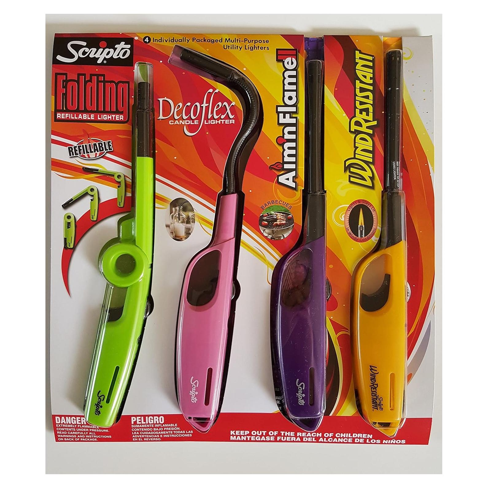 Combo de 4 Encendedores Scripto Multiusos Negro