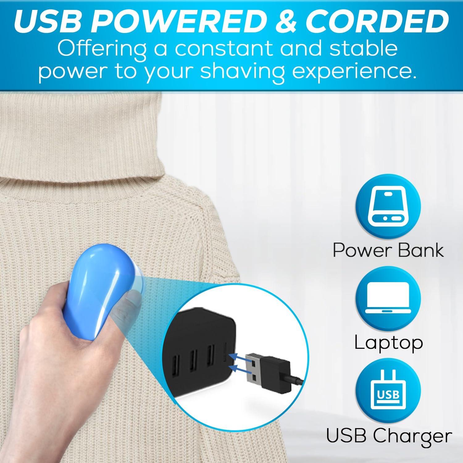 Quitapelusas USB AW Union con 2 cuchillas repuesto - Azul