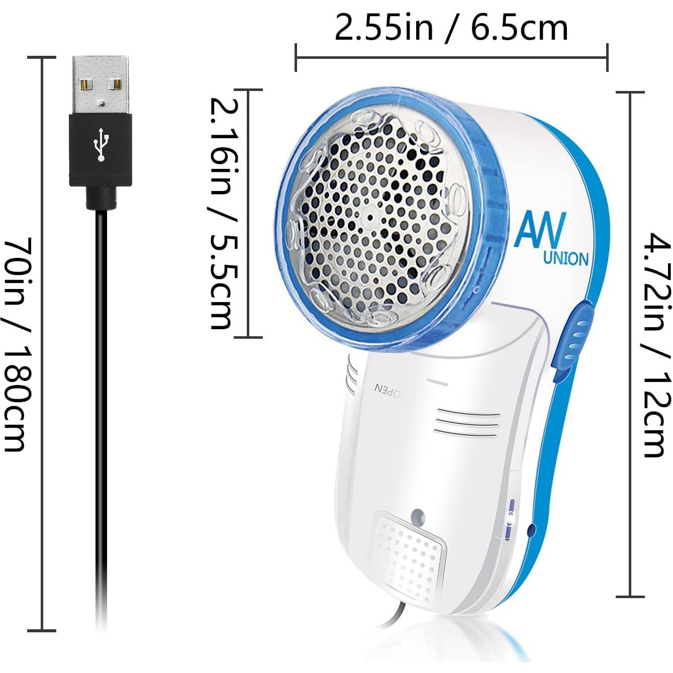 Quitapelusas USB AW Union con 2 cuchillas repuesto - Azul