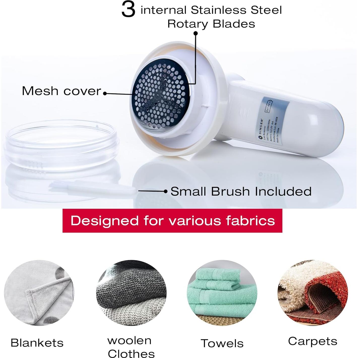 Quitapelusas portátil Singer - 3 cuchillas acero inoxidable