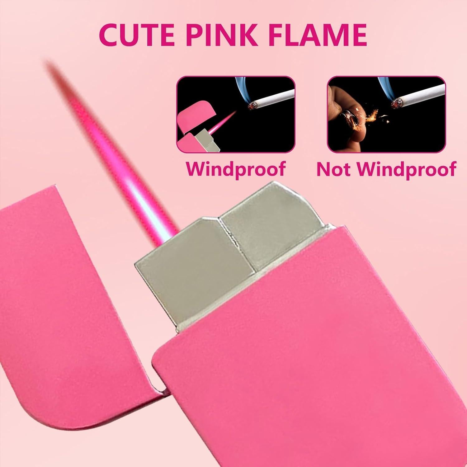 Encendedor de Llama Rosa Recargable LAOKSFZ Metal 49g