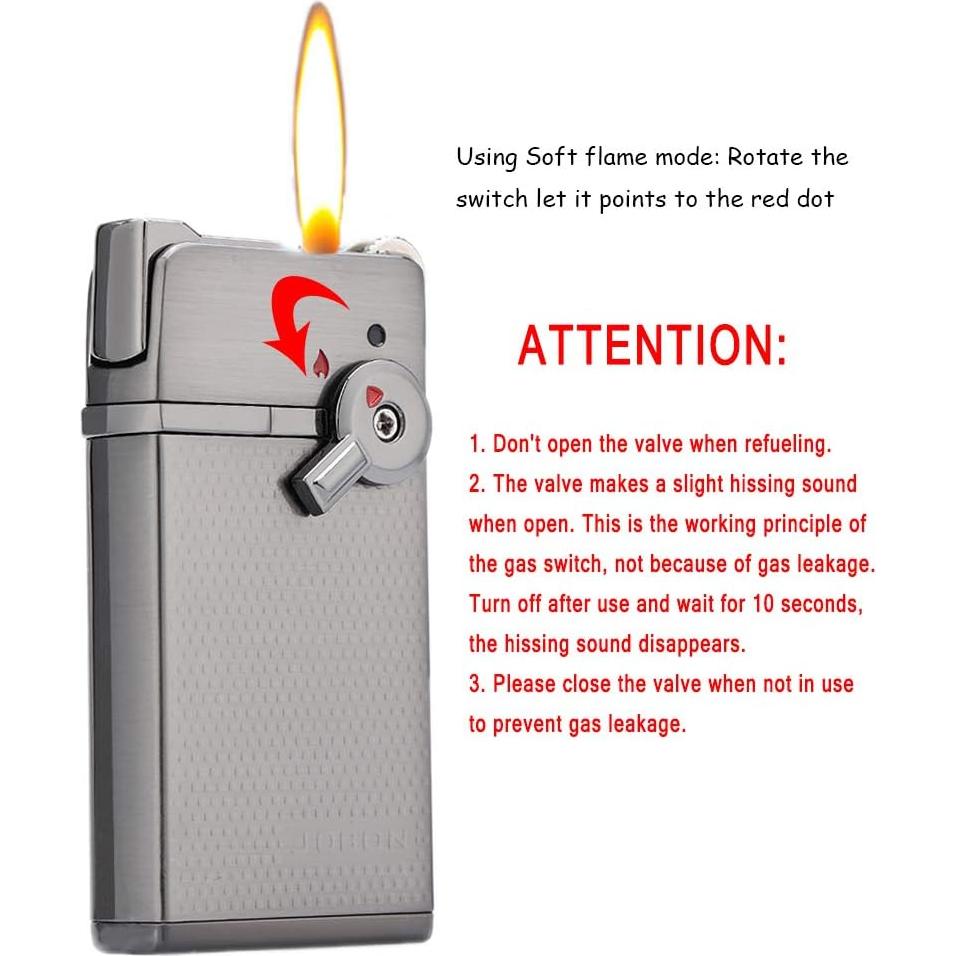 Encendedor Recargable YUSUD Butano Doble Llama Ajustable