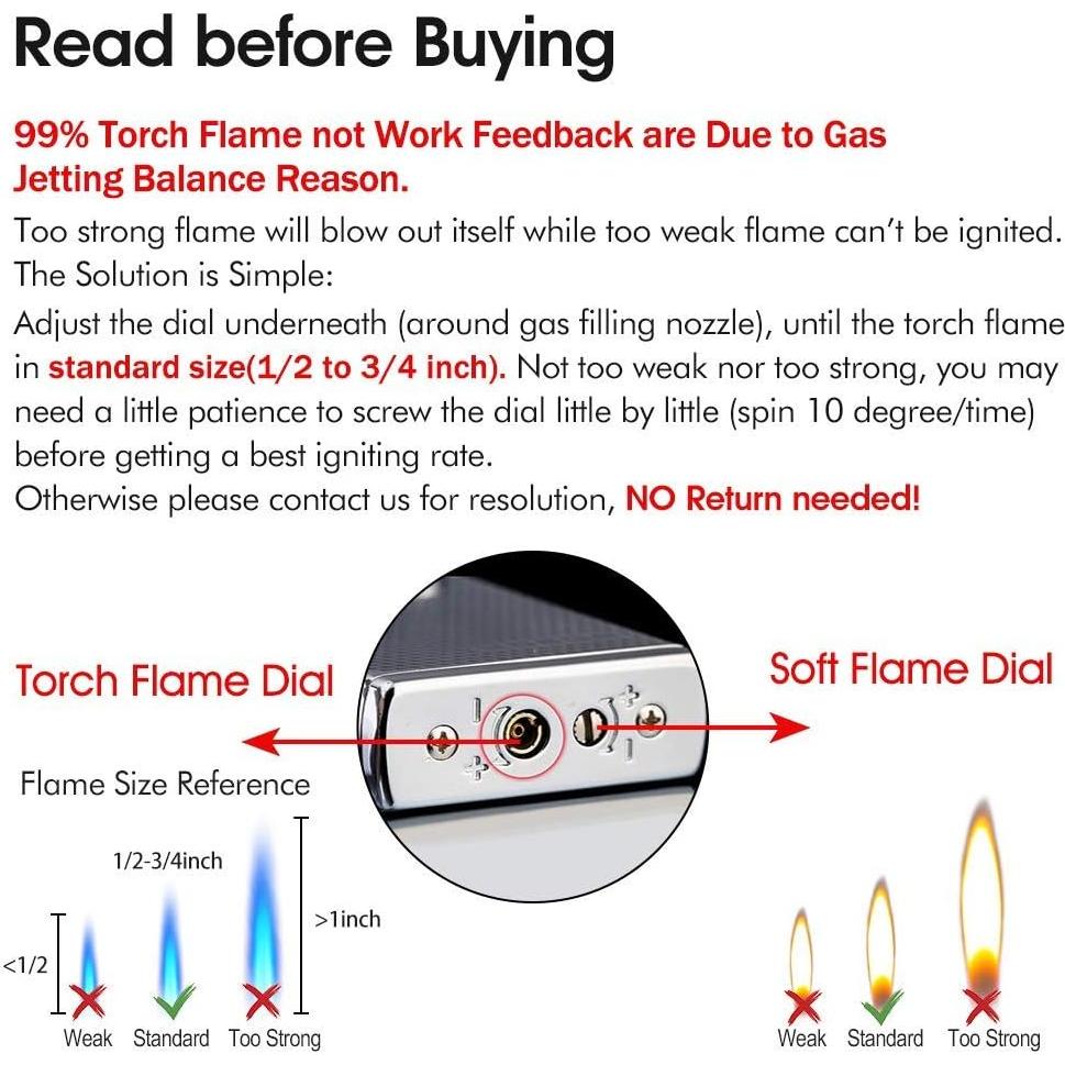 Encendedor Recargable YUSUD Butano Doble Llama Ajustable