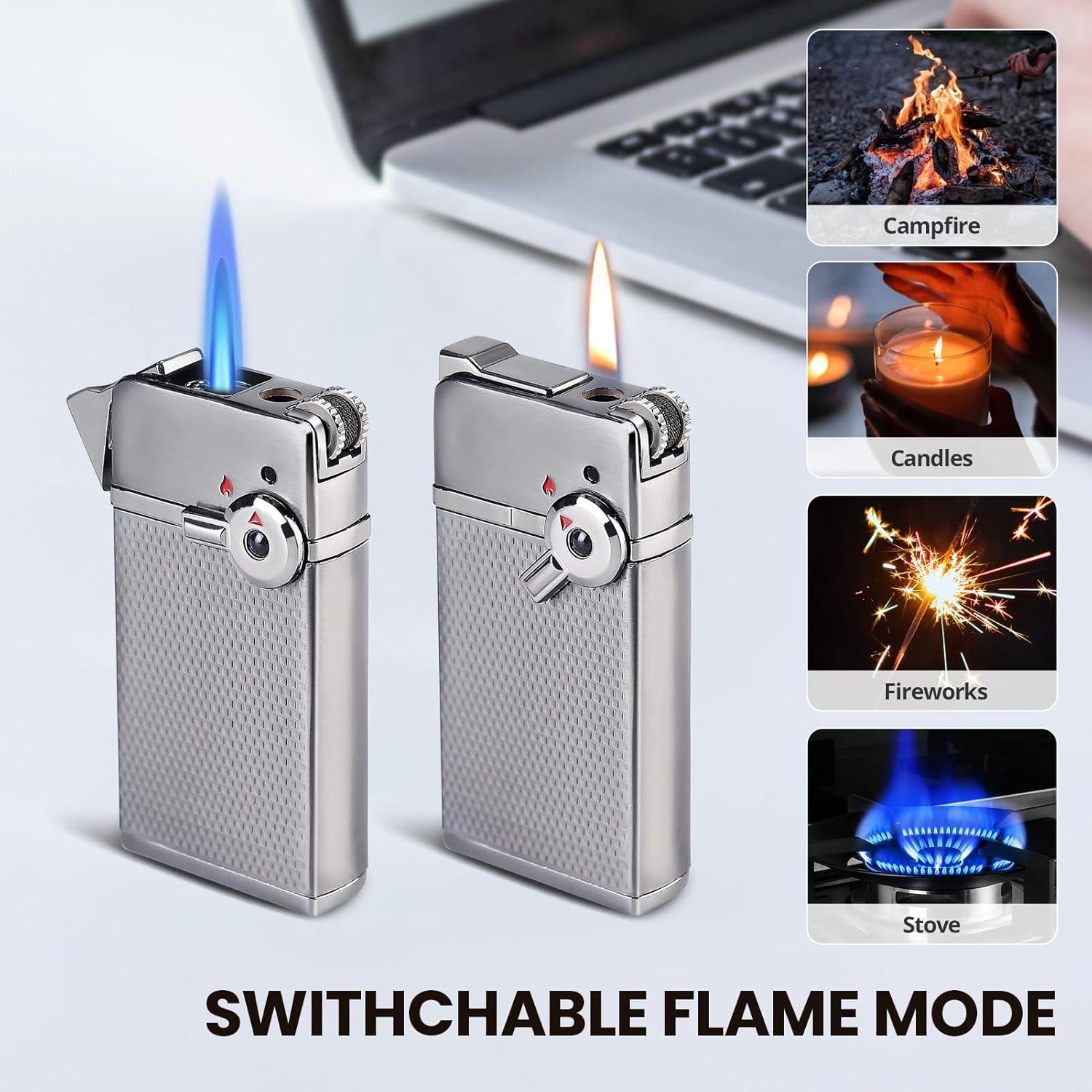 Encendedor Recargable YUSUD Butano Doble Llama Ajustable