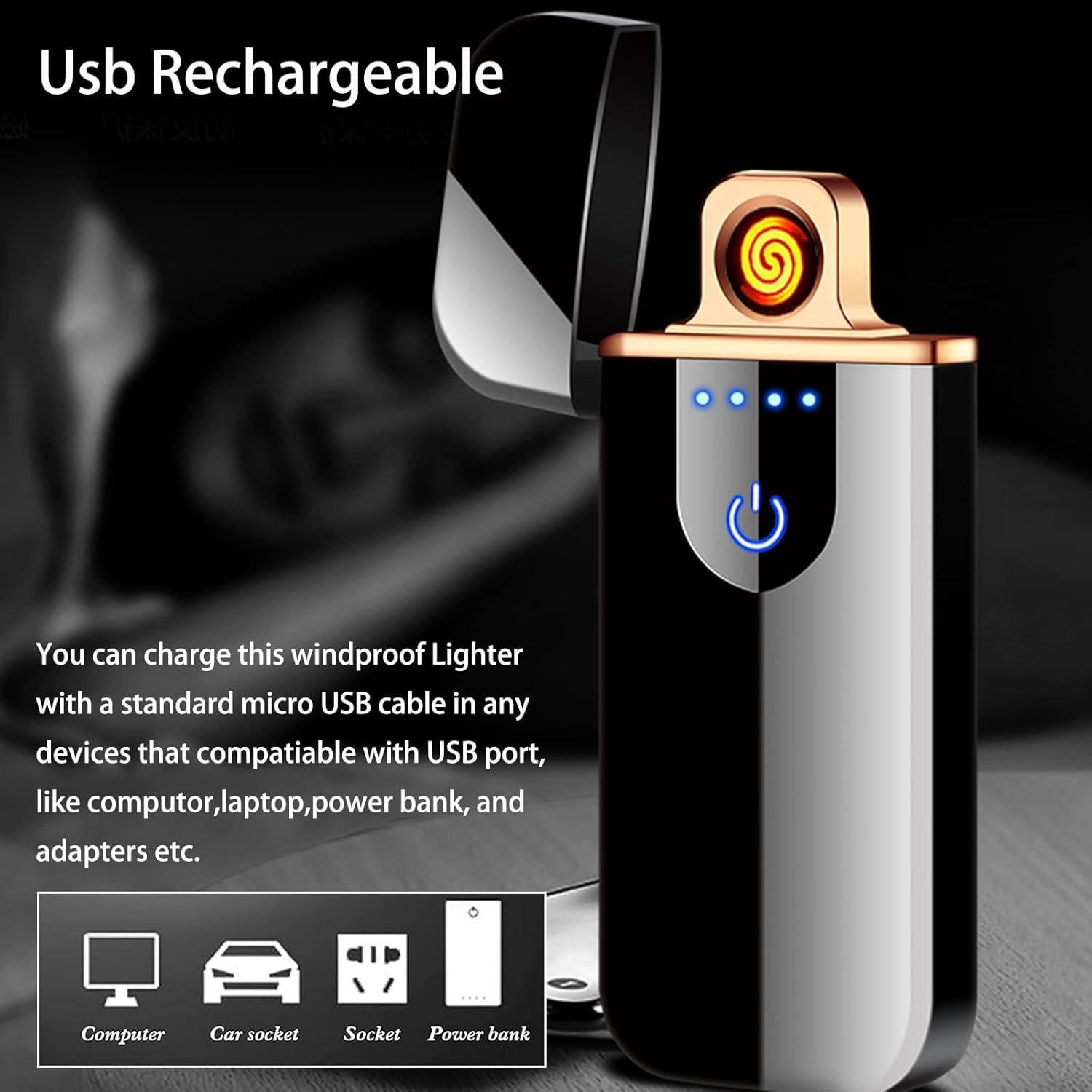 Encendedor Eléctrico YANGVVIA Mini Recargable USB Azul