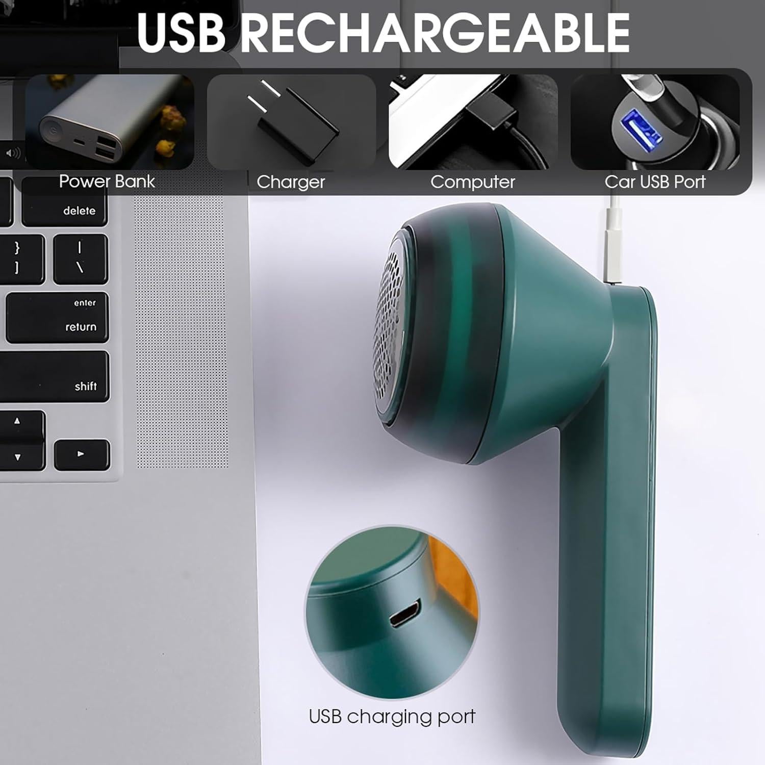 Removedor de Pelusas Eléctrico NIUAWASA Verde USB Recargable