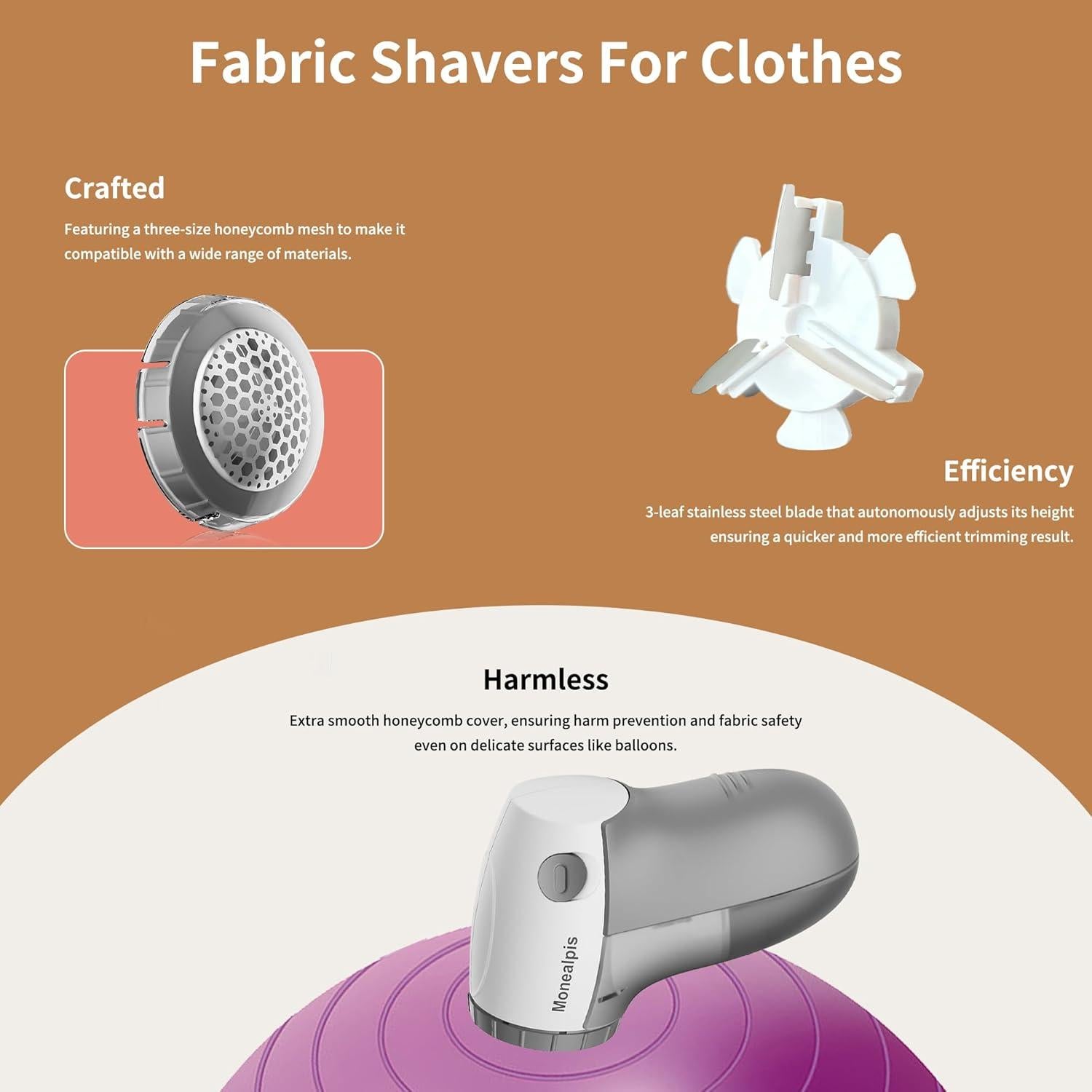 Removedor de Pelusa Eléctrico Monealpis 3 Cuchillas 124g