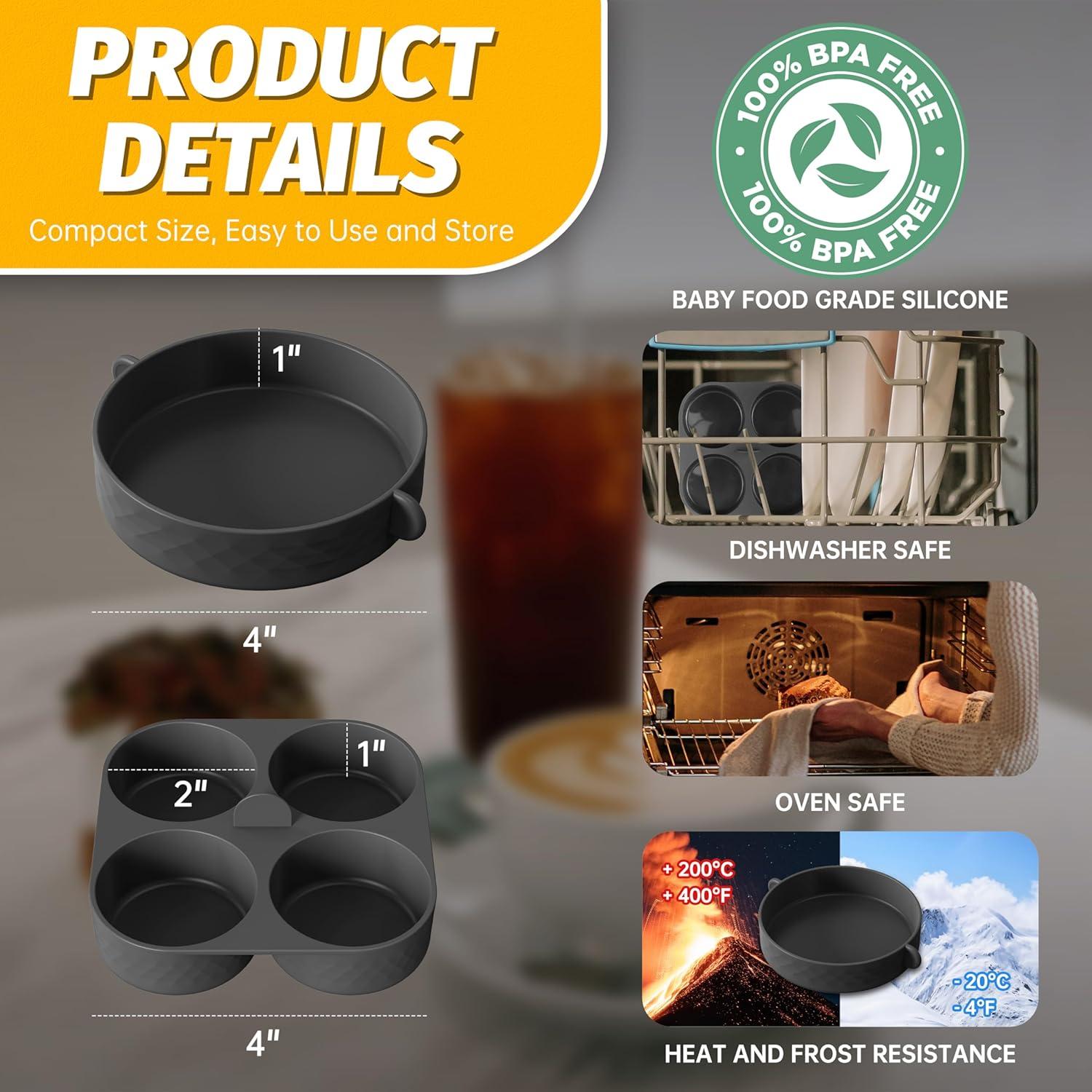 Moldes de Silicona FineMade para Huevos 4 Pulgadas 2 Piezas