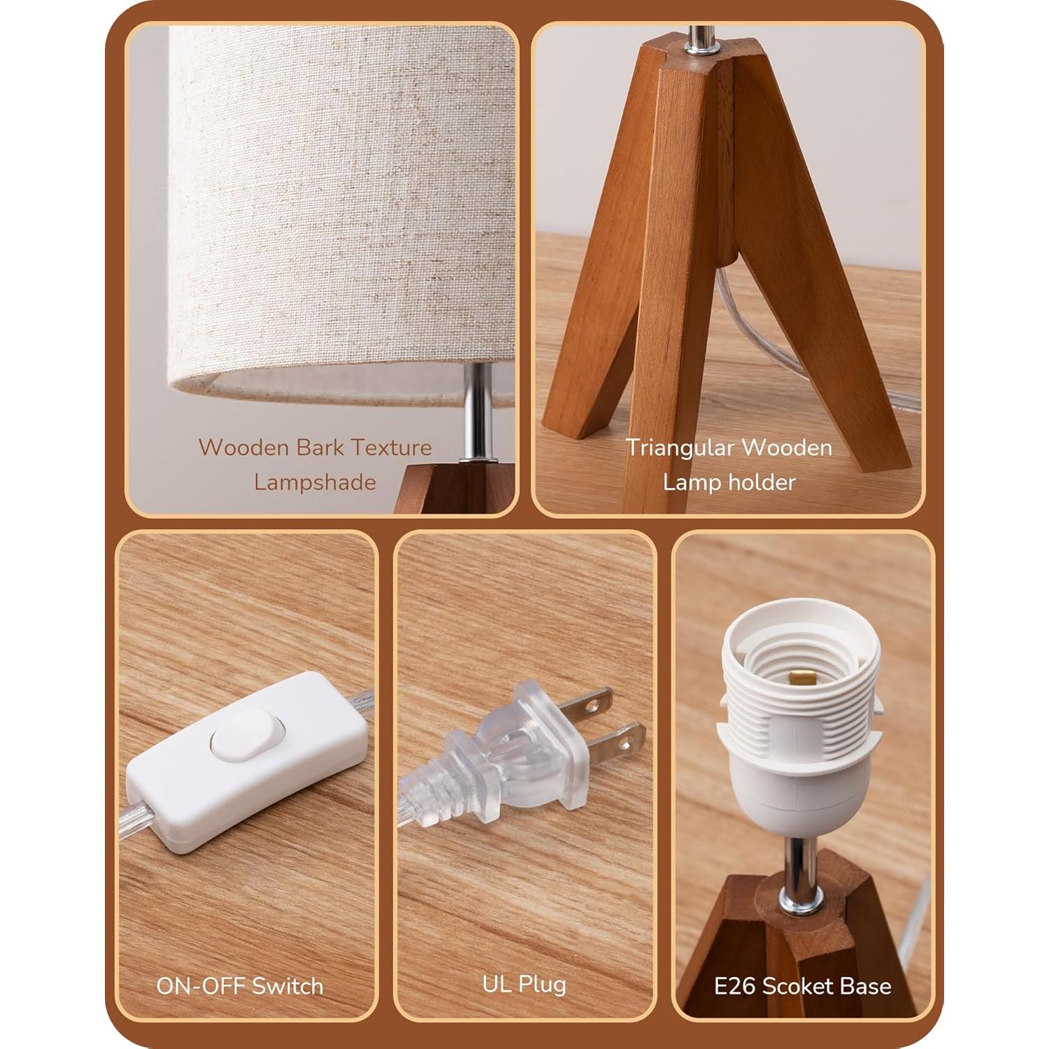 Lámpara de Mesa Tripode EDISHINE Beige 36.1 cm E26