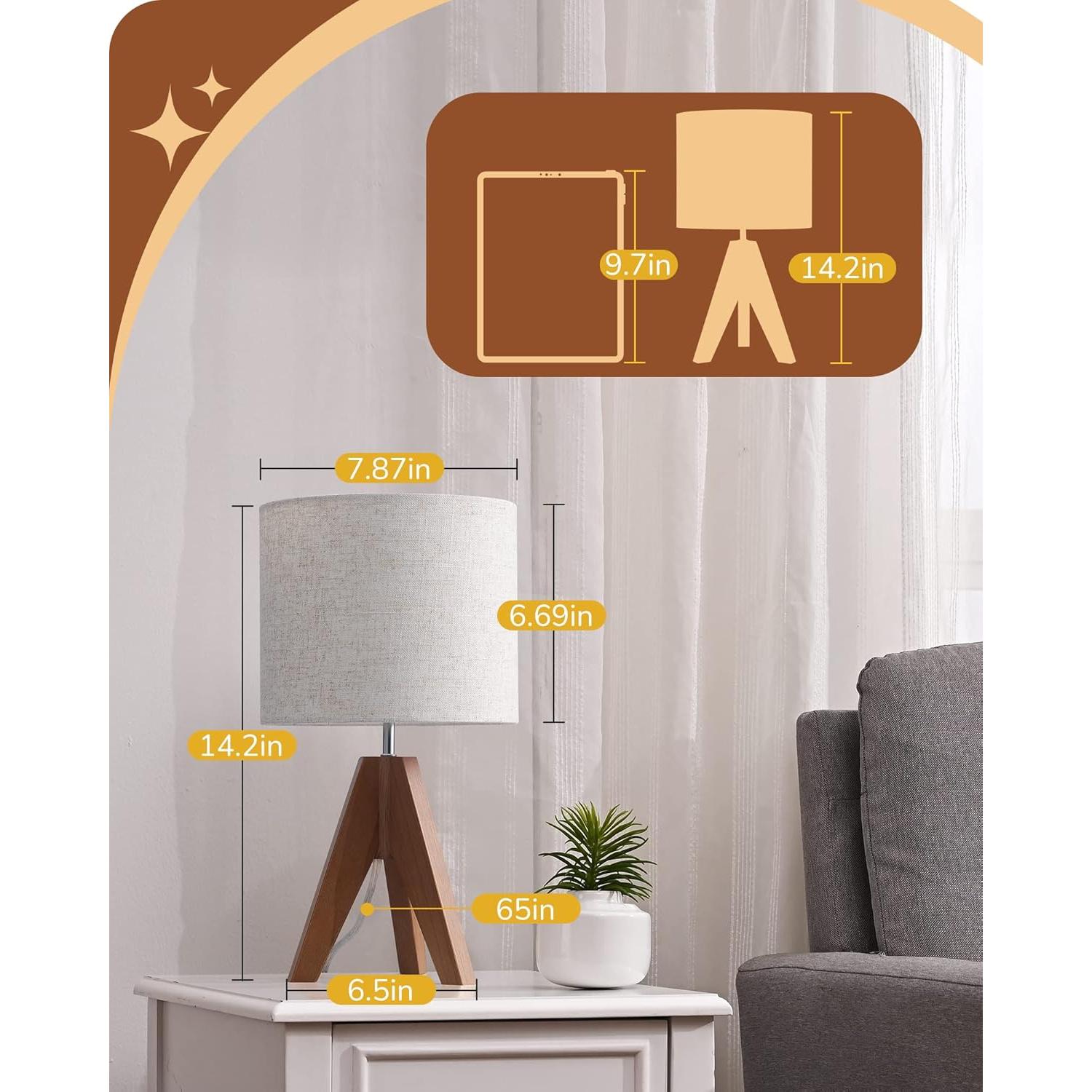 Lámpara de Mesa Tripode EDISHINE Beige 36.1 cm E26