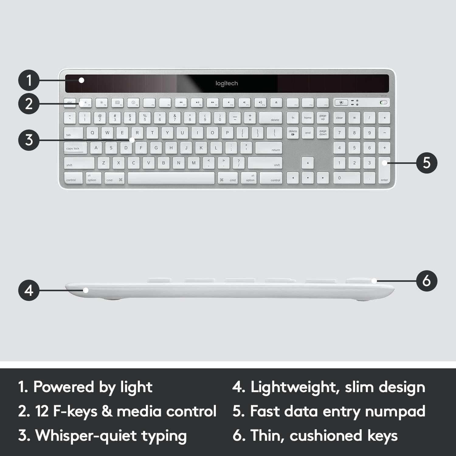 Teclado Inalámbrico Logitech K750 Solar para Mac - Plata