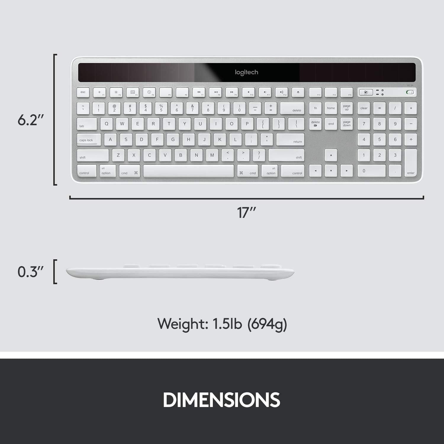 Teclado Inalámbrico Logitech K750 Solar para Mac - Plata