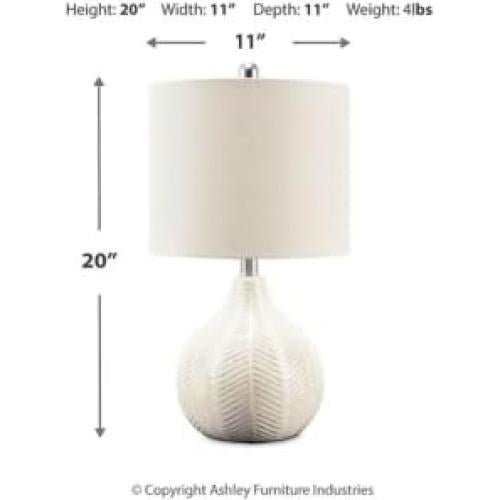 Lámpara de mesa cerámica Ashley Rainermen 28x28x53 cm blanco