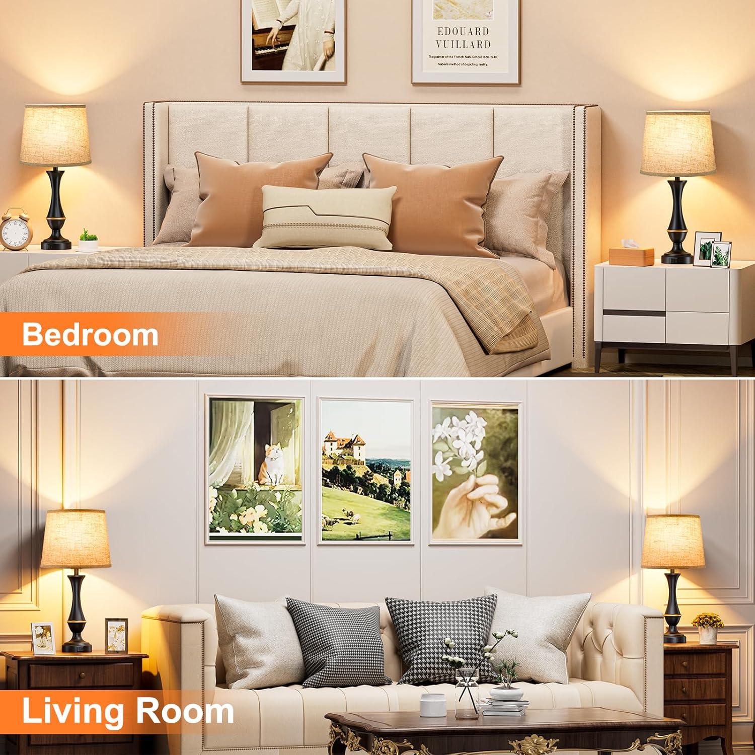 Juego de 2 Lámparas Táctiles Seealle con USB C+A Regulable