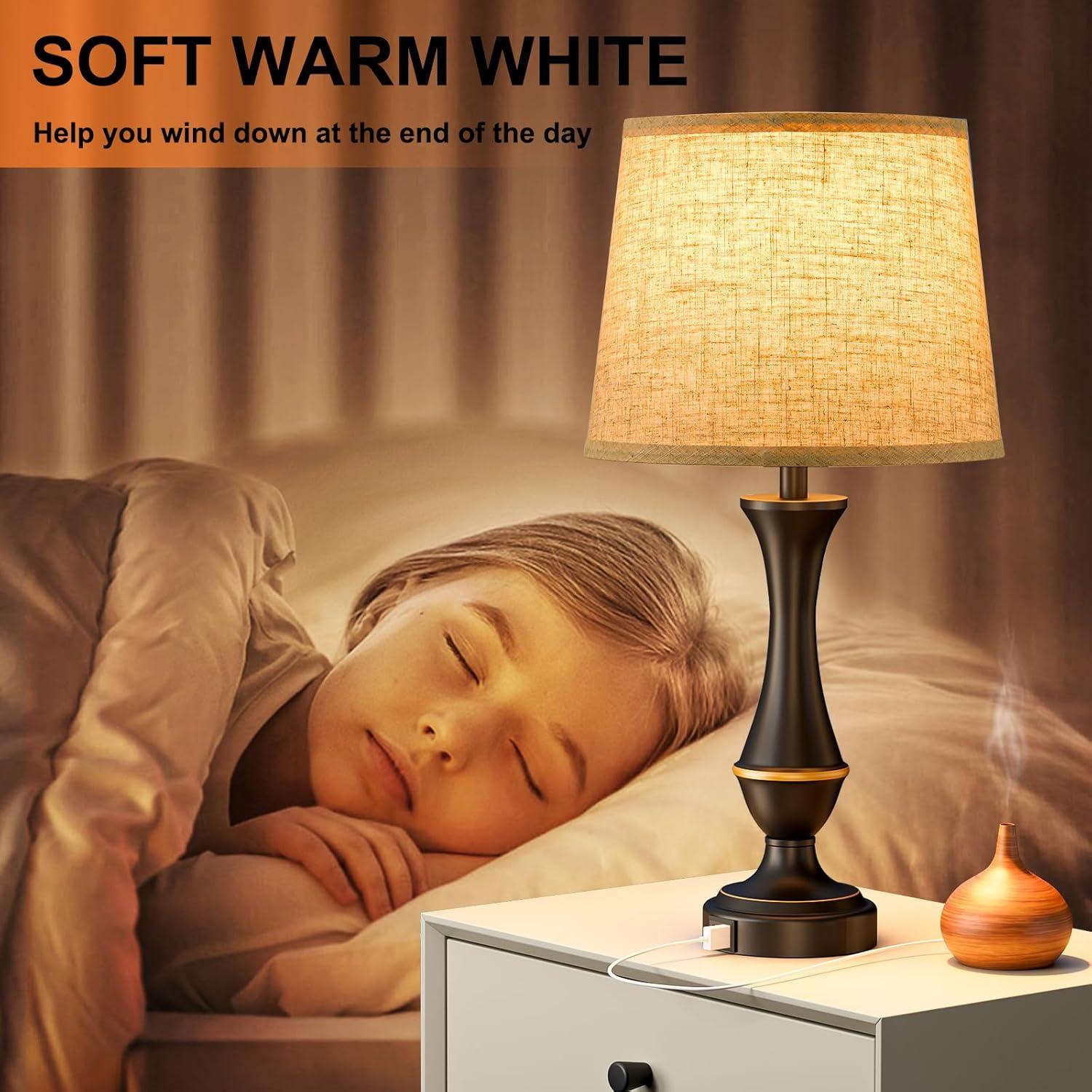 Juego de 2 Lámparas Táctiles Seealle con USB C+A Regulable