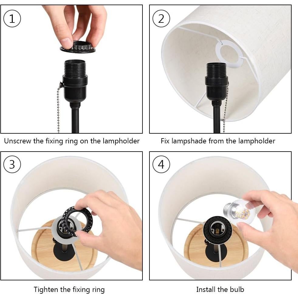 Lámpara de Mesa HAITRAL 16" Moderna de Madera y Tela Beige