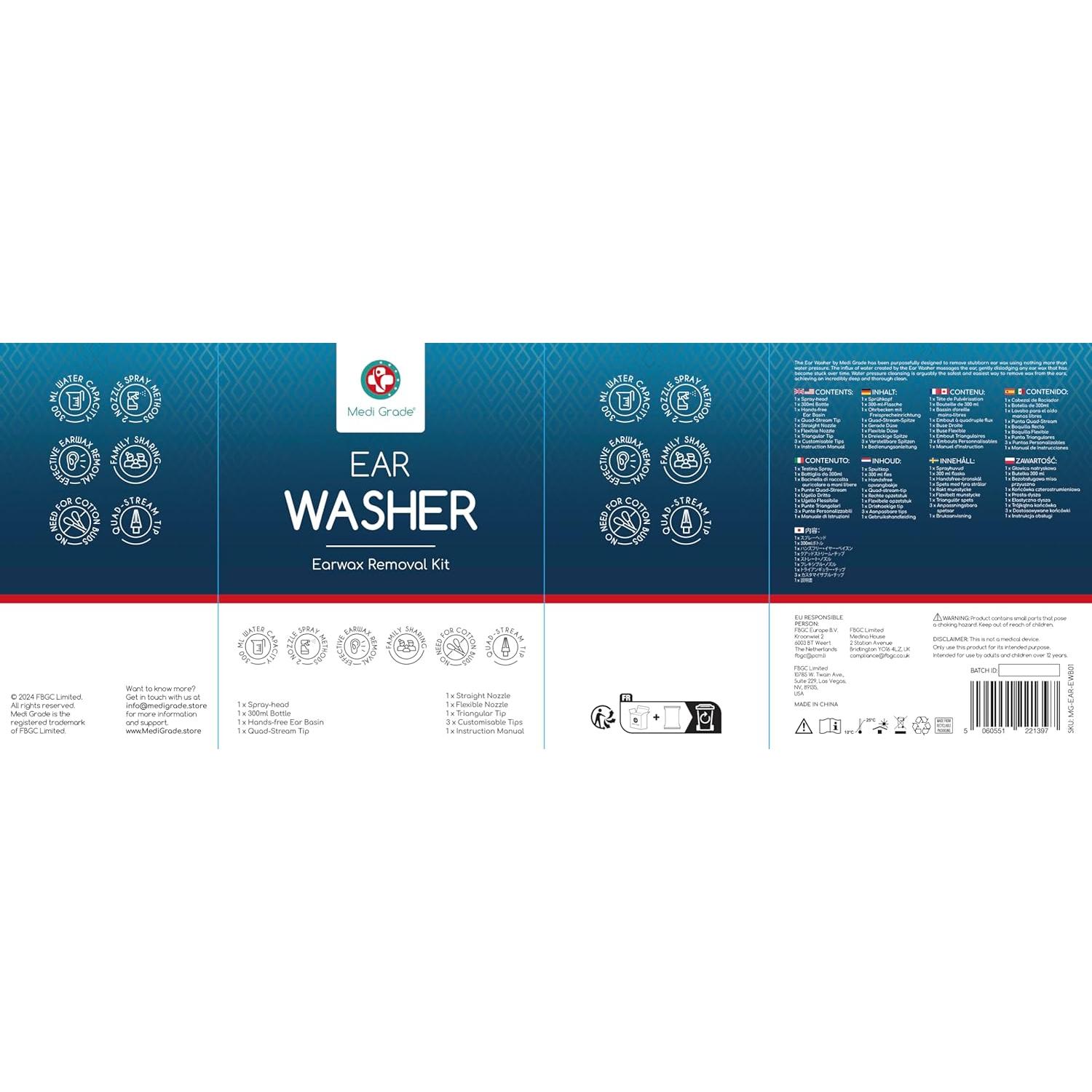 Kit de Limpieza de Oídos Medi Grade con Botella y Jeringa