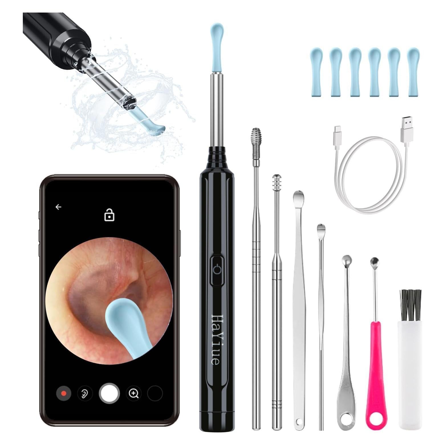 Otoscopio inalámbrico HaYiue Y8 1296P FHD con 6 luces LED