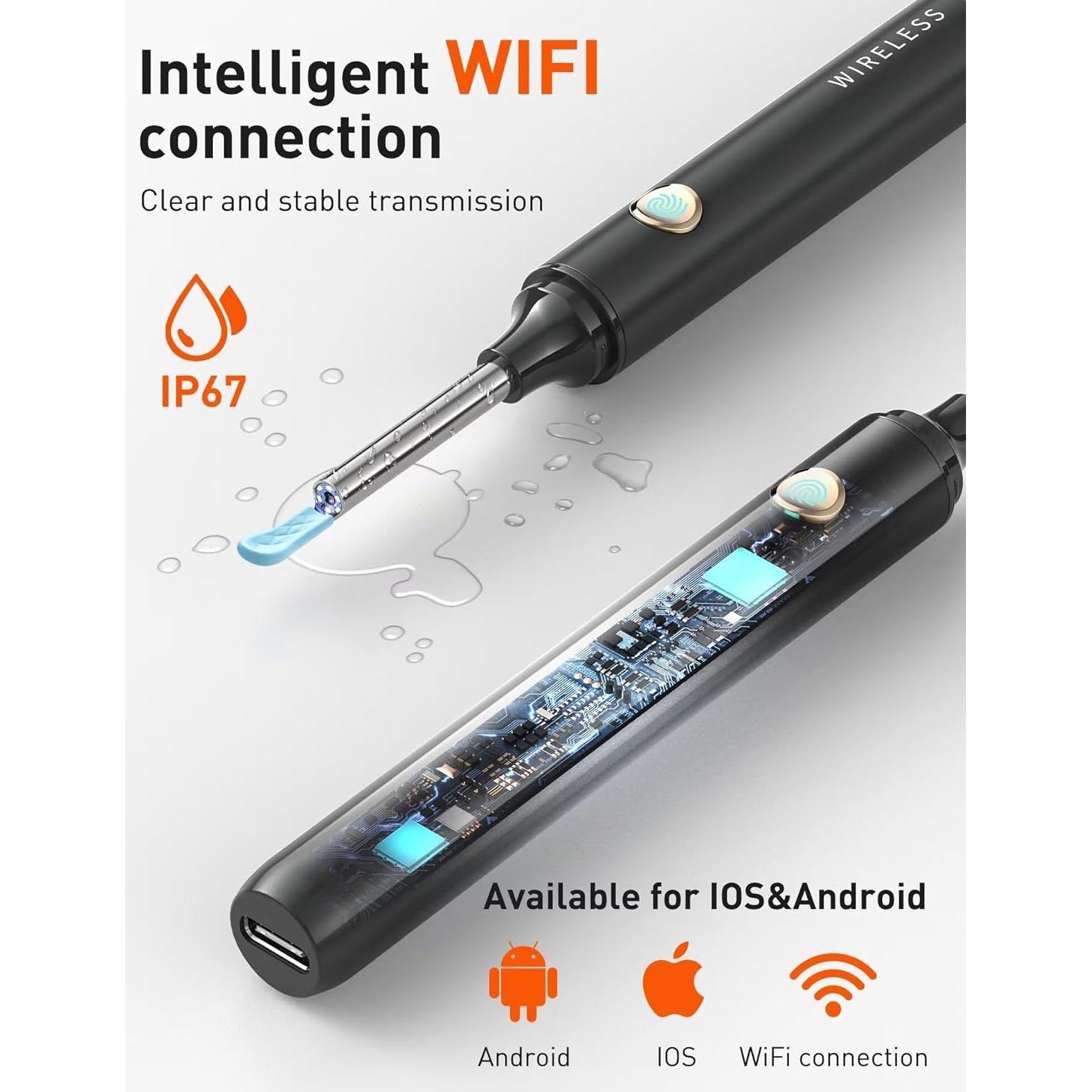 Limpiador de Oídos DEETOK con Cámara HD 1080P y 50 Puntas