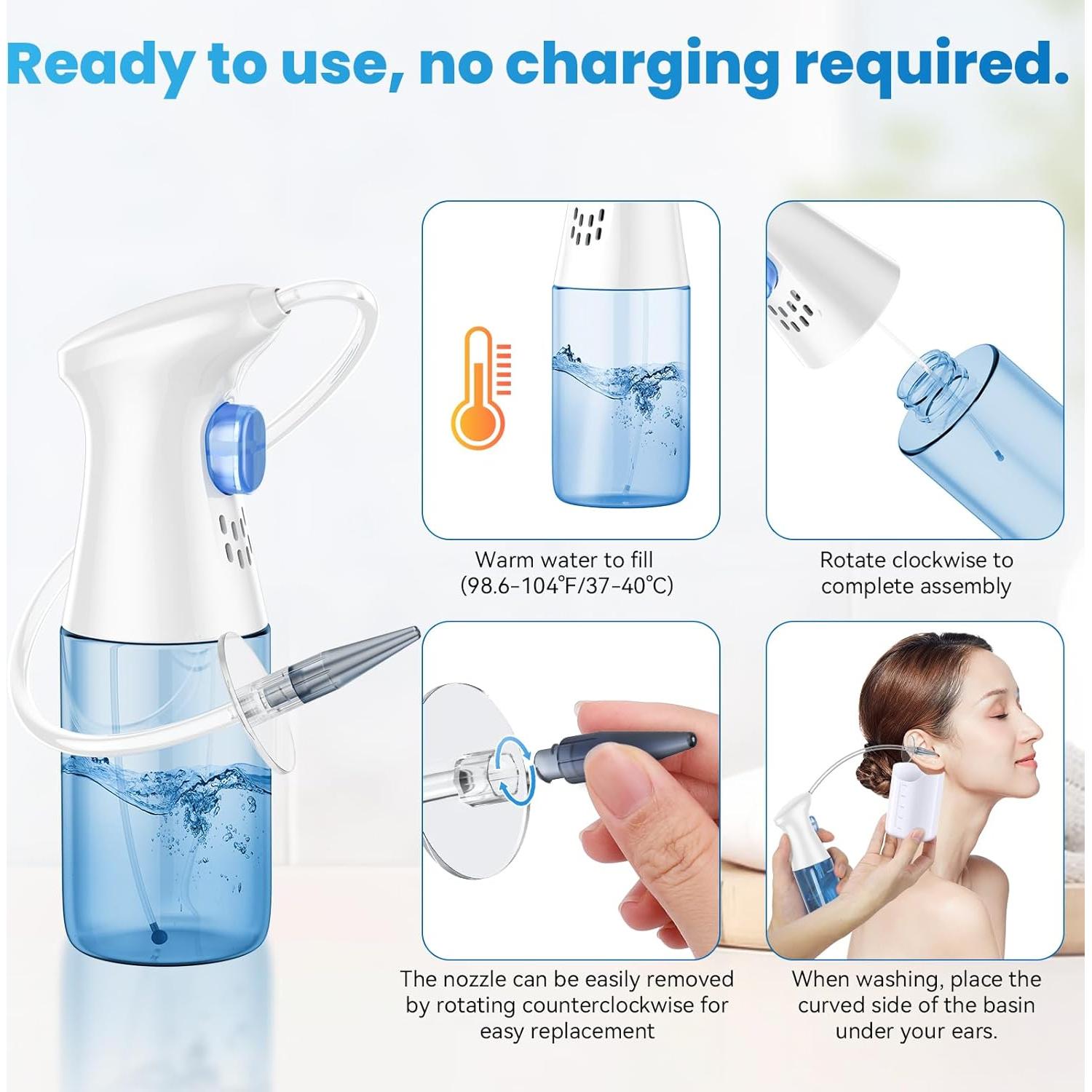 Kit de limpieza de oídos WEUANY E202, irrigación manual