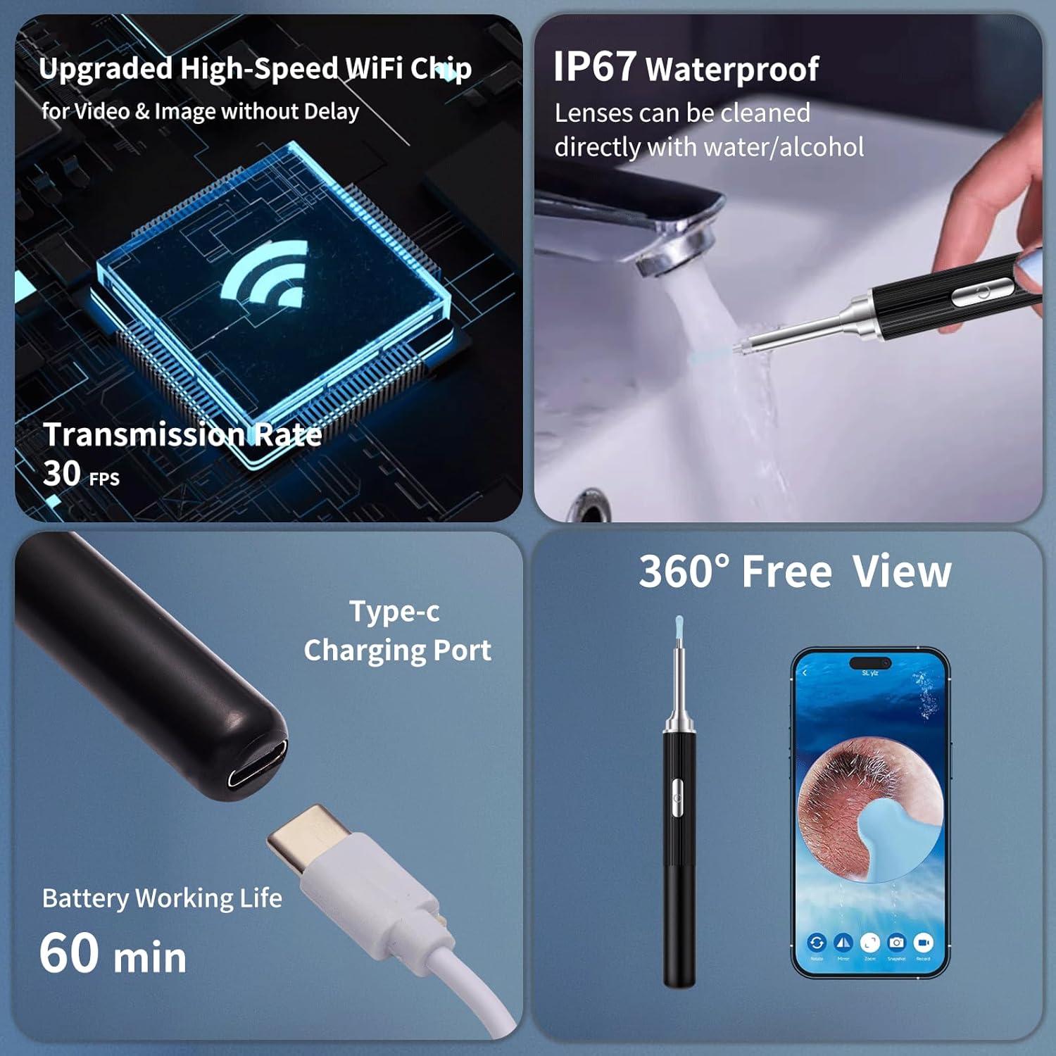 Kit de Limpieza de Oídos O!Life con Cámara y Luz 8 Piezas