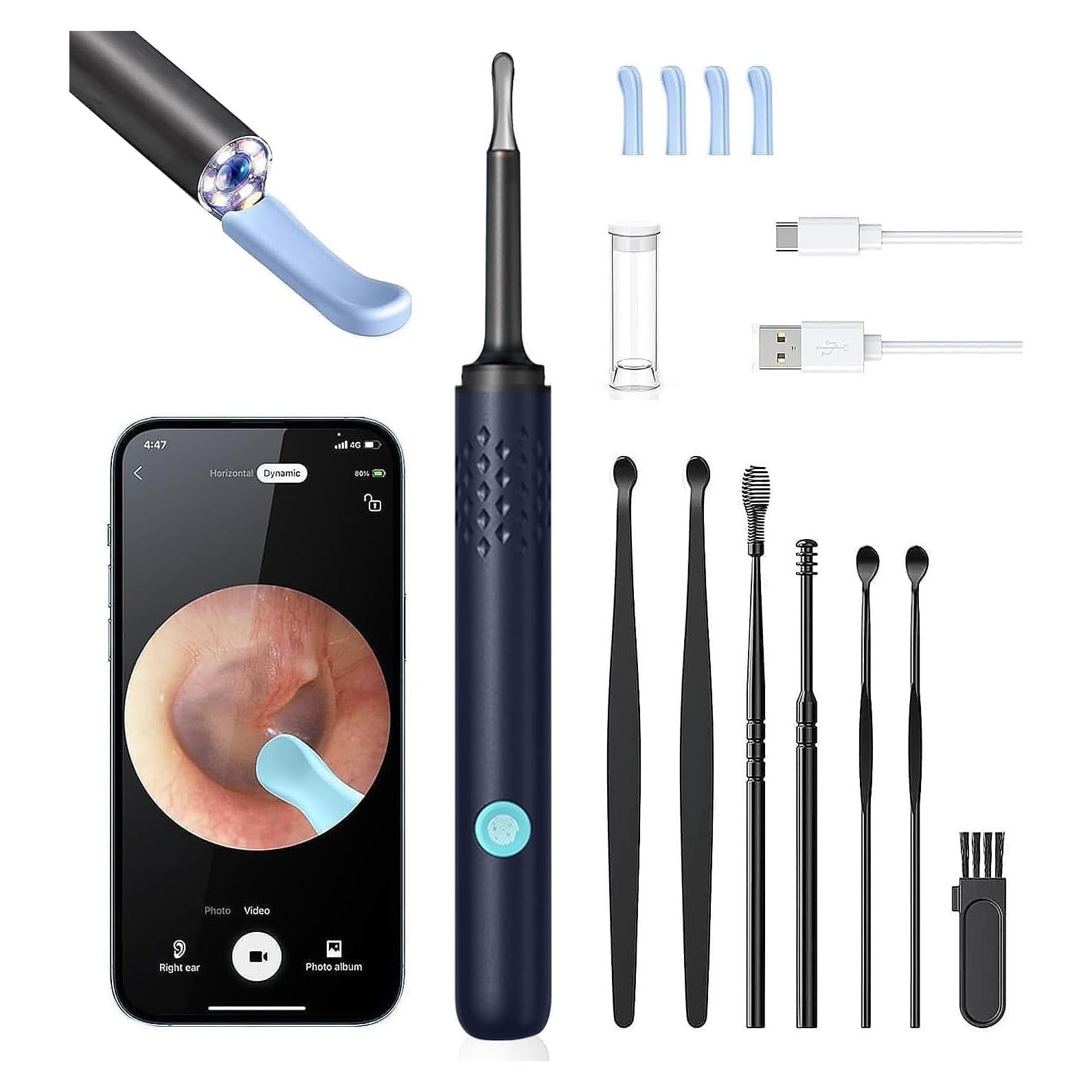 Limpiador de Oídos Assehsaa con Cámara 1080P HD - Kit 7 Piezas